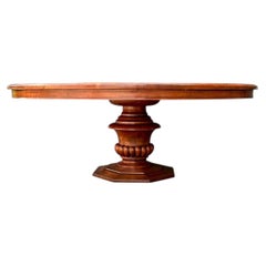 Vintage Custom Monumental Carved Pedestal Dining Table