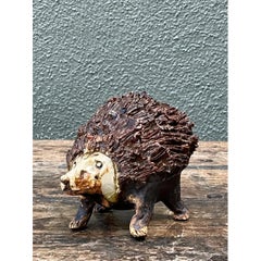 Vintage Textured Ceramic Hedgehog Sculpture
