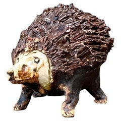Vintage Textured Ceramic Hedgehog Sculpture