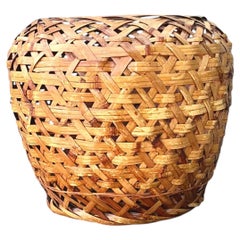 Vintage Japanese Ikebana Woven Rattan Basket