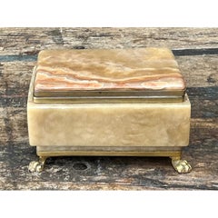 Vintage Onyx and Brass Footed Box
