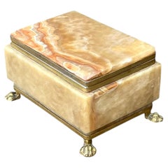 Vintage Onyx and Brass Footed Box