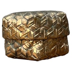 Vintage Gilded Rattan Decorative Hexagon Box