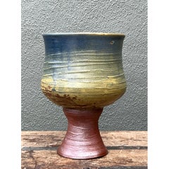 Vintage Textured Ceramic Chalice Vase