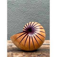 Vintage Handcrafted Wood Nautilus Form