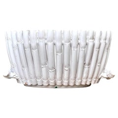Vintage White Ceramic Bamboo Basket