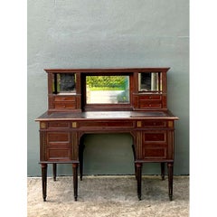 Vintage Louis XVI Double Pedestal Writing Desk