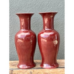 Vintage Chocolate Ceramic Vases - A Pair
