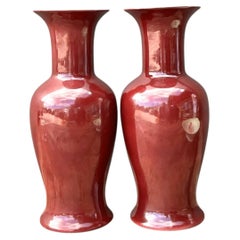 Vintage Chocolate Ceramic Vases - A Pair