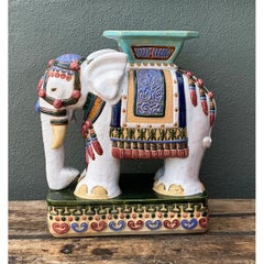 Vintage Ceramic Elephant Low Stool