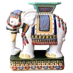 Vintage Ceramic Elephant Low Stool