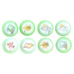 Vintage Italian Hand-Painted Ceramic Seafood Plates - Set of 8