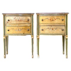 Vintage Distressed Hand-Painted Wood Side Tables
