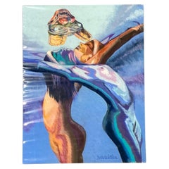 Vintage Ron Seitler Figurative Oil Crayon Drawing