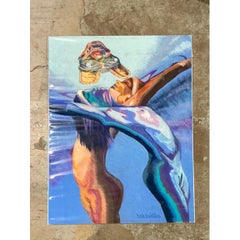 Vintage Ron Seitler Figurative Oil Crayon Drawing