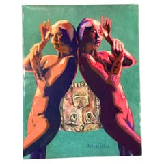 Vintage Ron Seitler Figurative Oil Crayon Figurative Drawing