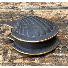 Vintage Italian Black Porcelain Shell Box