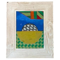 Abstrakte geometrische Ölkreidezeichnung im Vintage-Stil