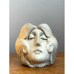 Vintage Sculptural Stoneware Face Planter