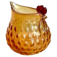 Vintage Amber Glass Chicken Pitcher