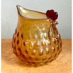 Vintage Amber Glass Chicken Pitcher