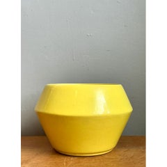 Vintage Yellow Geometric Ceramic Planter