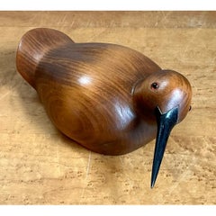 Vintage Carved Wood Bird Sculpture