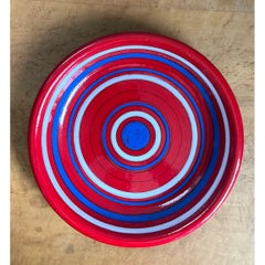 Vintage Raymor Red and Blue Striped Ceramic Plate