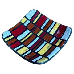 Vintage Abstract Ceramic Tile Dish