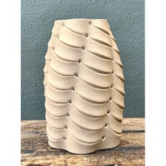 Vintage Sculptural Ceramic Vase With Crystal Points