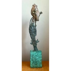 Vintage Sculptural Bronze Bull Statue