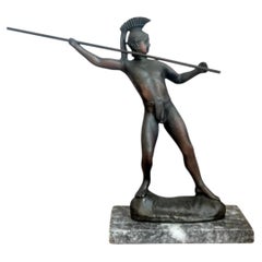 Vintage Sculptural Metal Warrior Figure