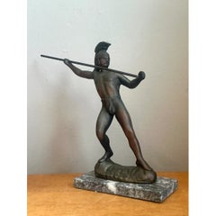 Vintage Sculptural Metal Warrior Figure