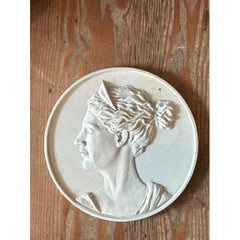 Vintage Bas Relief Portrait Of Artemis Medallion