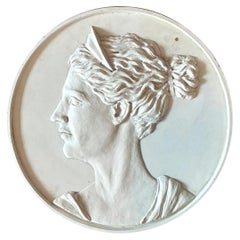 Vintage Bas Relief Portrait Of Artemis Medallion