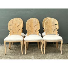 Vintage Sculptural Wood Dining Chairs - Set of Six