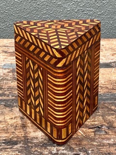 Vintage Geometric Inlaid Wood Box