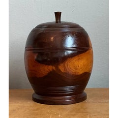 Vintage Turned Wood Lidded Vessel