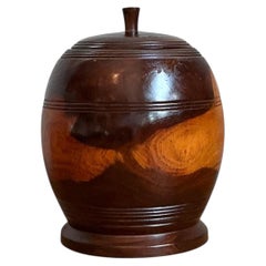 Vintage Turned Wood Lidded Vessel