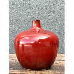 Vintage Red Glazed Ceramic Vase