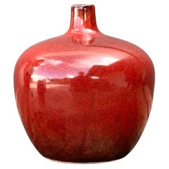 Vintage Red Glazed Ceramic Vase