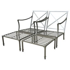 Vintage McKinnon And Harris Cast Aluminum Chairs With Ottomans - A Pair