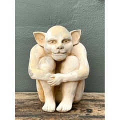 Vintage Plaster Crouching Gargoyle Figure