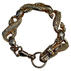 Vintage Hand-Carved Rose Gold Toned Dragon Bracelet