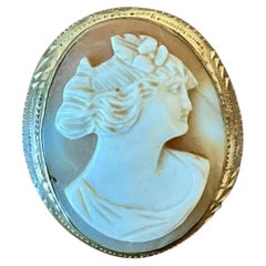 Vintage Victorian Carved Shell Cameo Brooch