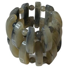 Vintage Boho Gray Lucite Stretch Bracelet