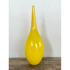 Vintage Yellow Glass Teardrop Vase