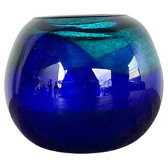 Vintage Blue and Green Glass Sphere Vase