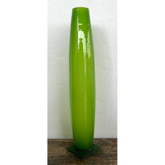 Vintage Tall Green Glass Vase
