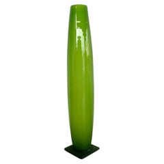 Vintage Tall Green Glass Vase